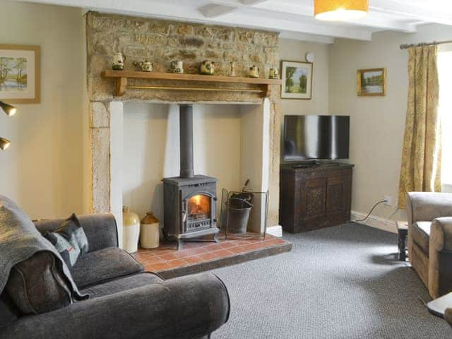 Welcoming living and dining room with wood burner | Greenyard Cottage, Longhorsley, near Morpeth