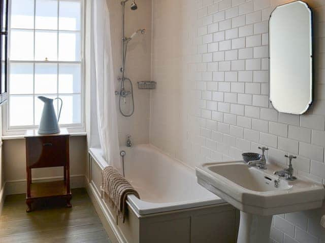 Well appointed bathroom with shower over bath | Blackbird House, Alnwick