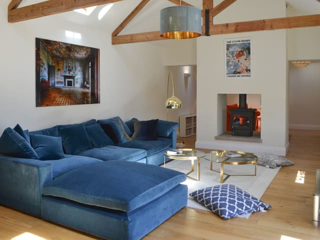 Cosy living space with double sided wood burner | The Stables - Old Horton Grange, The Bothy House and The Stables, Ponteland, Newcastle-upon-Tyne