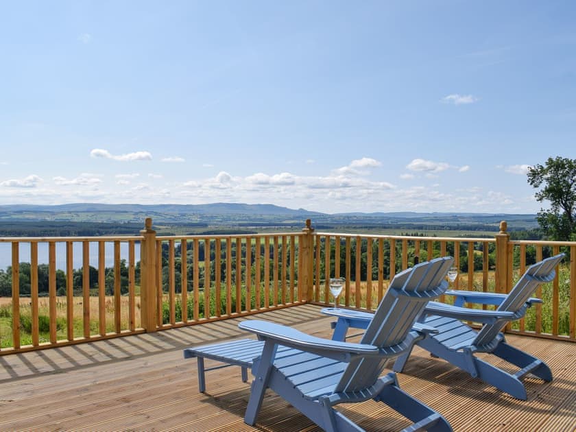Decked terrace with outstanding views | The Old Barn - Lakeview Cottages at Mondhui, Port of Menteith
