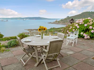 Spectacular sea views from the sitting out area | Breakwater View, Down Thomas, near Plymouth