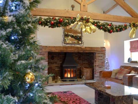 Delightful living room at Christmas | Acrewood, Wetwang near Driffield