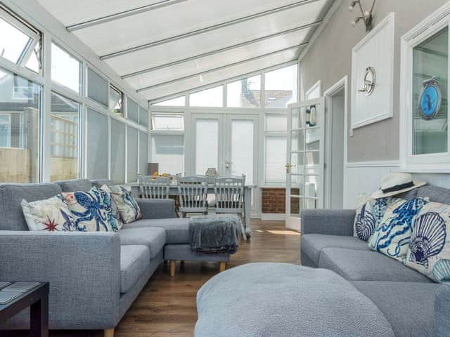 Impressive conservatory with French doors leading to garden | Marion&rsquo;s Sea View, Overstrand, Cromer