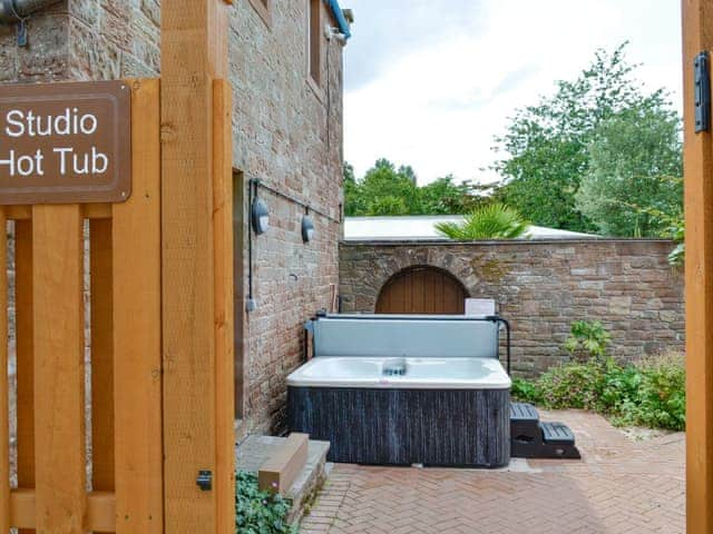 Patio area with hot tub | Garth House - Garth Studio - Garth House , Carlisle