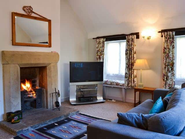 Comfortable living room with oepn fire | Jasmine Cottage - Sands Farm Cottages, Wilton near Pickering