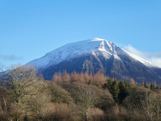 Winter view of Grasmoor from cottage garden | High Thrushbank, Loweswater