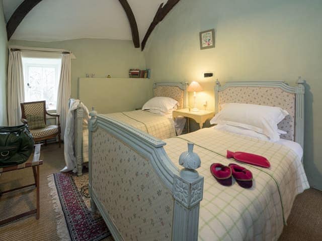 Twin bedroom | The Old Priory Cottage, Dunster, near Minehead
