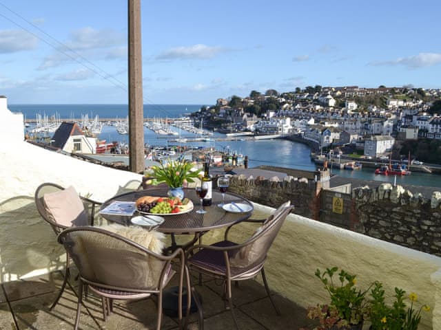 Sitting out area with lovely views | Samphire Cottage, Brixham