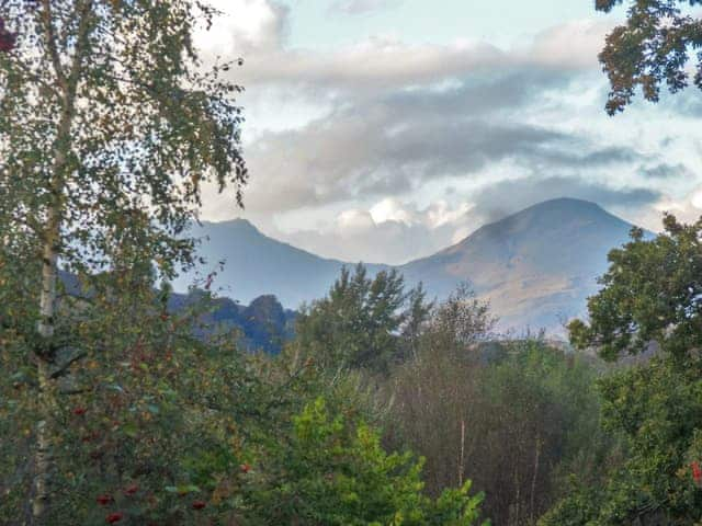 View of Coniston Old Man from the hot tub | Lake Bank Lodge, Water Yeat, near Coniston