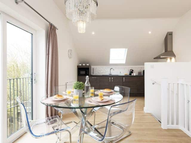 Dining and adjacent kitchen areas | The Fox - High Oak Holidays, Wicklewood, near Wymondham