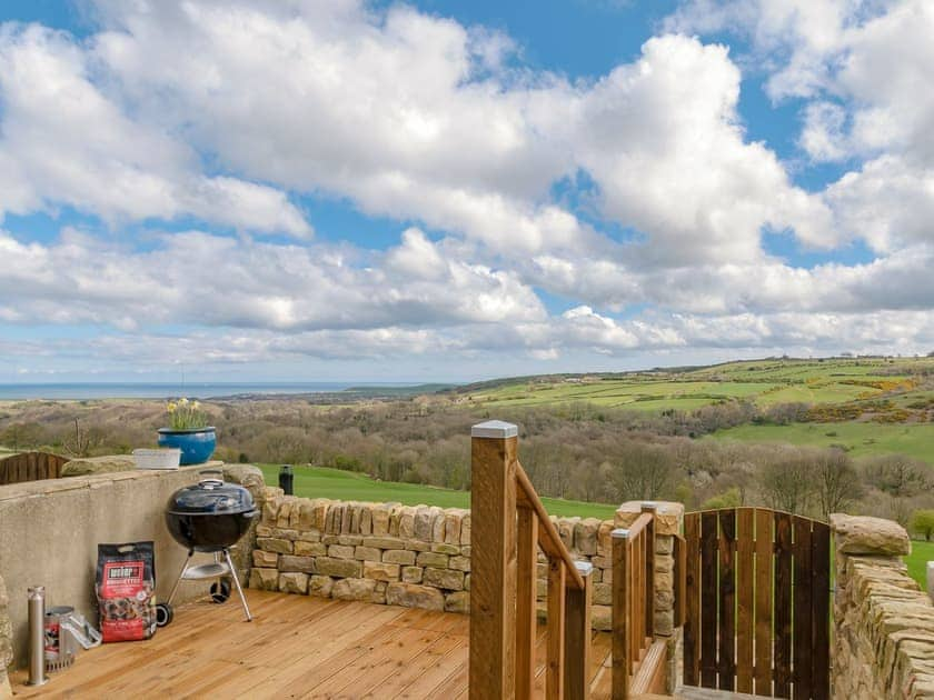 Wonderful sea views from the decking | Seaview Cottage - The Forge and Seaview Cottage, Grinkle, near Staithes