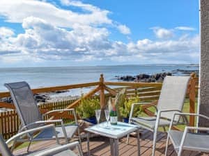 delightful sitting out area with sea views | Seashore Retreat, Johnshaven, near Montrose