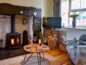 Cosy living area with a lovely wood burner | Eirianfa, Penmachno, near Betws-y-Coed