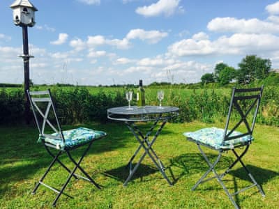 Sitting out area with wonderful view | Acres View, Caythorpe, near Nottingham