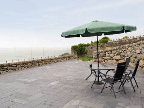 Patio area with views out to sea | Brig-y-Don - Brig-y-Don, Llanaber, near Barmouth