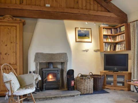 Charming living room with wood burner | Westburn Cottage, Newbiggin-in-Bishopdale, near Leyburn