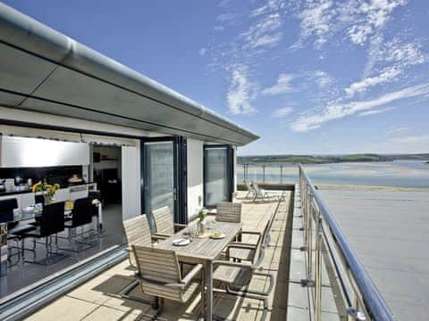 Impressive decked terrace | The Penthouse at Padstow, Padstow