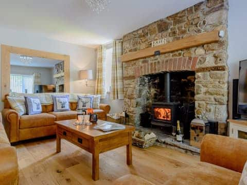 Living room with wood burner | Honeycott, Llangattock, near Crickhowell