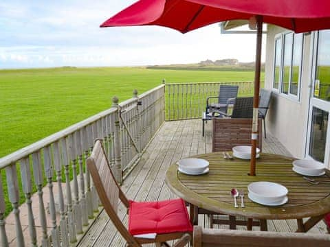 Decking area with sea views | Roses Place, Bacton