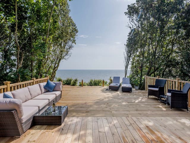 Outdoor area with stunning sea views | Beach Retreat, Corton, near Lowestoft