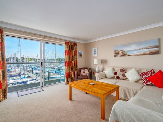 Spacious living room with stunning views | Marina View, Mount Batten, near Plymouth