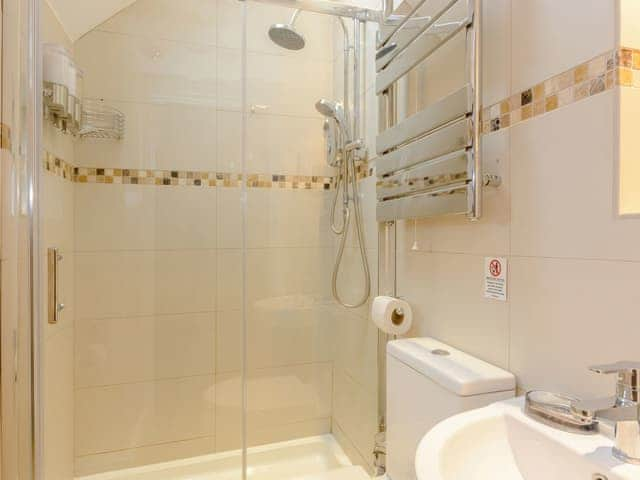 Ground floor shower room with heated towel rail | Whibberley Cottage, Ashford-in-the-Water, near Bakewell