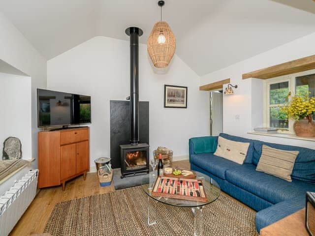 Living room with wood burner | Blurridge Barn, Combe Martin, near Ilfracombe