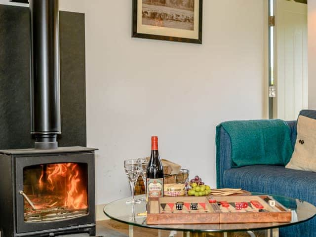 Cosy living room with wood burner | Blurridge Barn, Combe Martin, near Ilfracombe