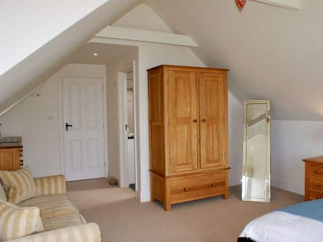 Master bedroom with king sized bed | Buddleia, West Charleton, near Kingsbridge