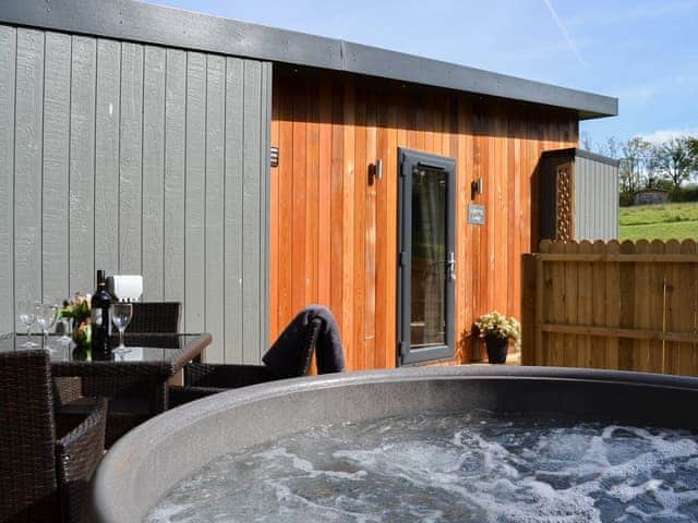 Marvellous cladded studio lodge with private hot tub | Lapwing - Wallace Lane Farm Cottages, Brocklebank, near Caldbeck and Uldale