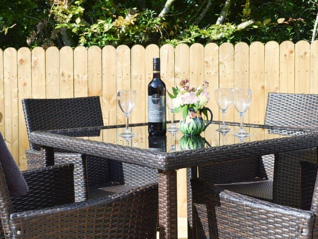 Sunny alfresco dining area | Lapwing - Wallace Lane Farm Cottages, Brocklebank, near Caldbeck and Uldale