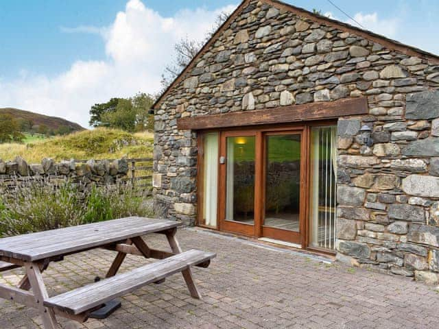 Patio with garden furniture | Hilltoft Barn, Dockray, near Ullswater