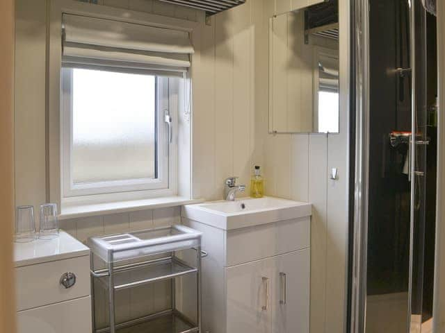 Shower room | Merlin&rsquo;s Cabin - Wallace Lane Farm Cottages, Brocklebank, near Caldbeck and Uldale