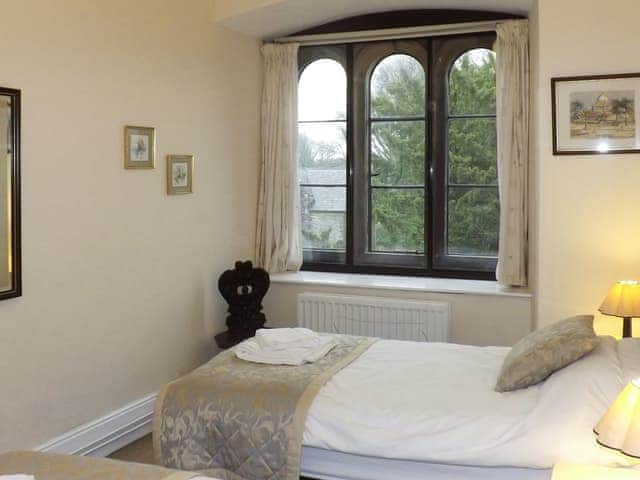 Light and airy twin bedroom | Whitehall Pele Tower, Mealsgate