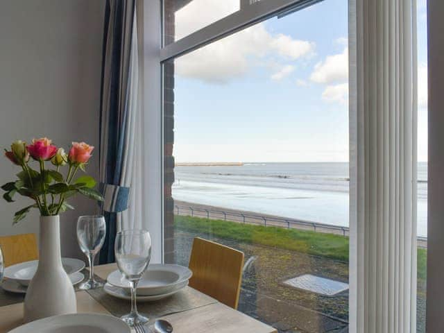 Stunning coastal views from the dining area | Sandstell Point - Sandstell Point Apartments, Spittal, near Berwick-upon-Tweed