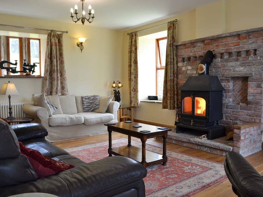 Cosy living room with wood burner | Bings Farm House - Bings Farm, Whaley Bridge near Buxton