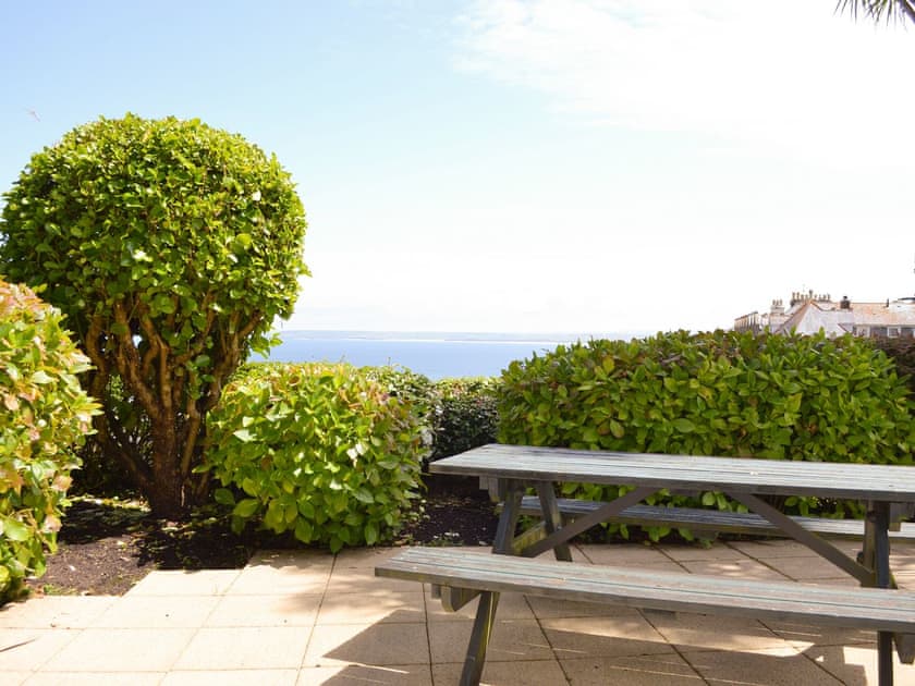 Well-maintained patio with sea views | North Lodge - Tregenna Castle Hotel, St Ives