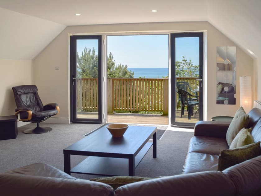 Light and airy living room with sea views | The Gatehouse, Pendine, Laugharne