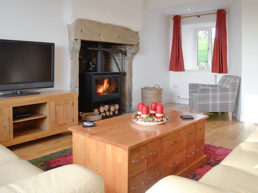 Cosy living room with wood burner | Rosie&rsquo;s Cottage, Near Lochwinnoch