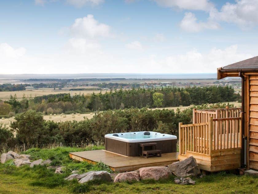 Hot tub with stunning views | Ben Klibreck, Ben Wyvis - Woodland Lodges, Forres, near Nairn