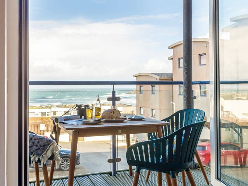 Balcony with excellent views over to Fistral Beach | Fistral Waves - Ocean 1 Apartments, Newquay