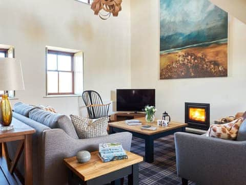 Spacious living room with wood burner | Midcraigs, Glencraigs, near Campbeltown