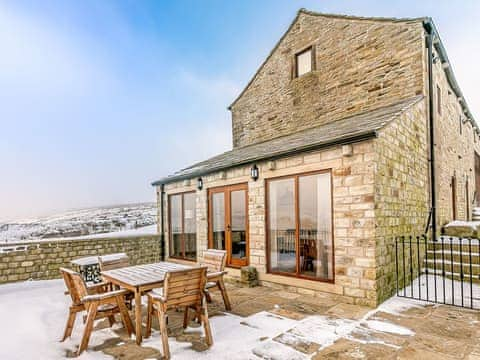 Patio | Waters Edge - Windleden Farm Cottages, Don View, near Dunford Bridge