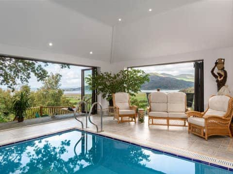 Indoor heated swimming pool with amazing views | Treetops, Arthog, near Dolgellau