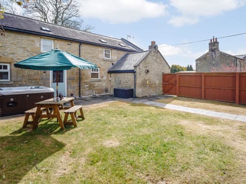 Enclosed garden with hot tub and summerhouse | The Hanoverian, Acklington Village