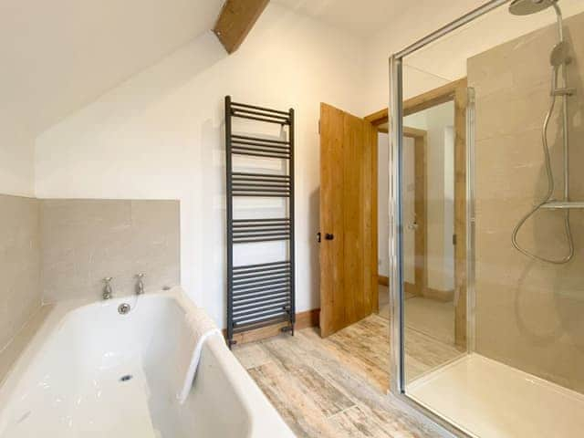 Family bathroom with bath and separate shower cubicle | Smardale Cottages, Kirkby stephen