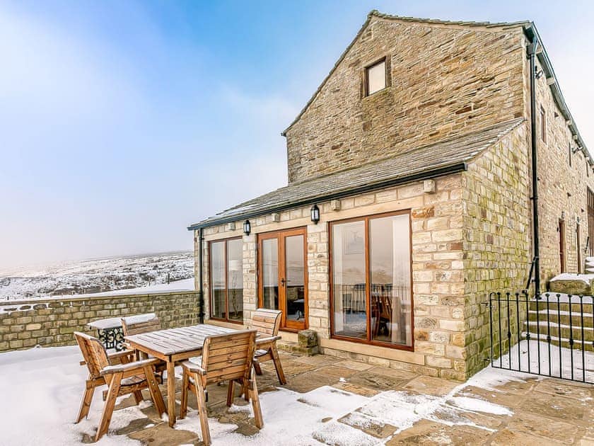 Patio | Waters Edge - Windleden Farm Cottages, Don View, near Dunford Bridge