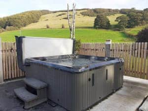 Hot tub | Tyllwyd Farmhouse, Capel Bangor, near Aberystwyth