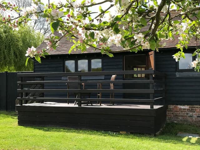 Wonderful elevated deck overlooking the garden | Maplehurst Barn Stables, Staplehurst, near Maidstone