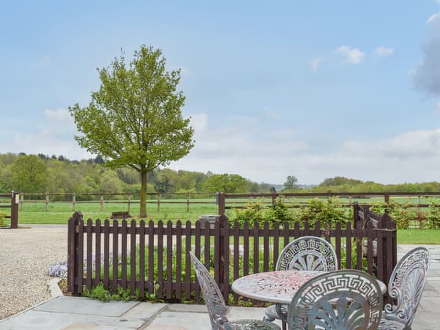 Patio | Leveret Lodge, Bures